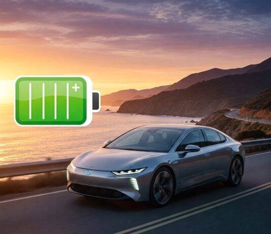 Hybrid car coastal sunset