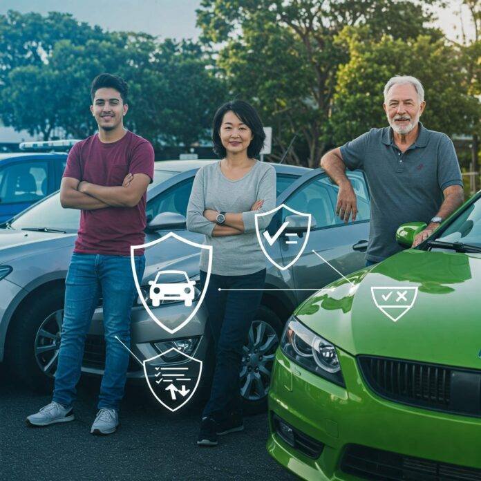 Diverse drivers with car insurance. Diverse drivers with car insurance.