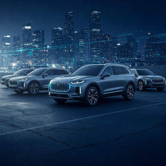 Sleek Electric SUVs in City Sleek Electric SUVs in City