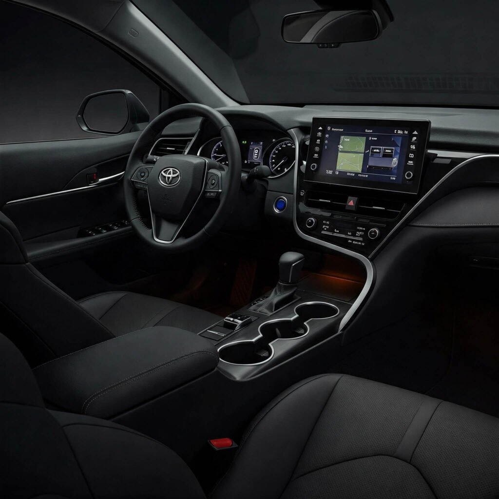 "2025 Toyota Camry Hybrid interior, leather seats"