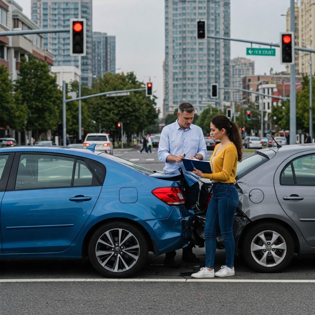 Urban Fender Bender at Stoplight