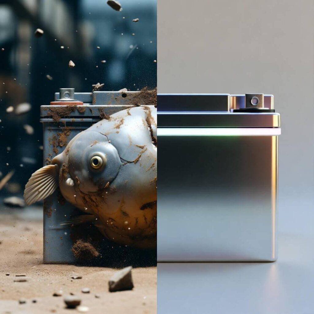 Swollen pufferfish battery left; smug glowing Odyssey Extreme right.