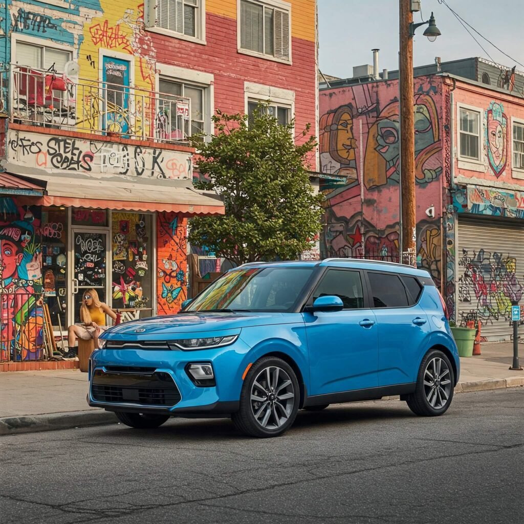 "2025 Kia Soul urban setting"