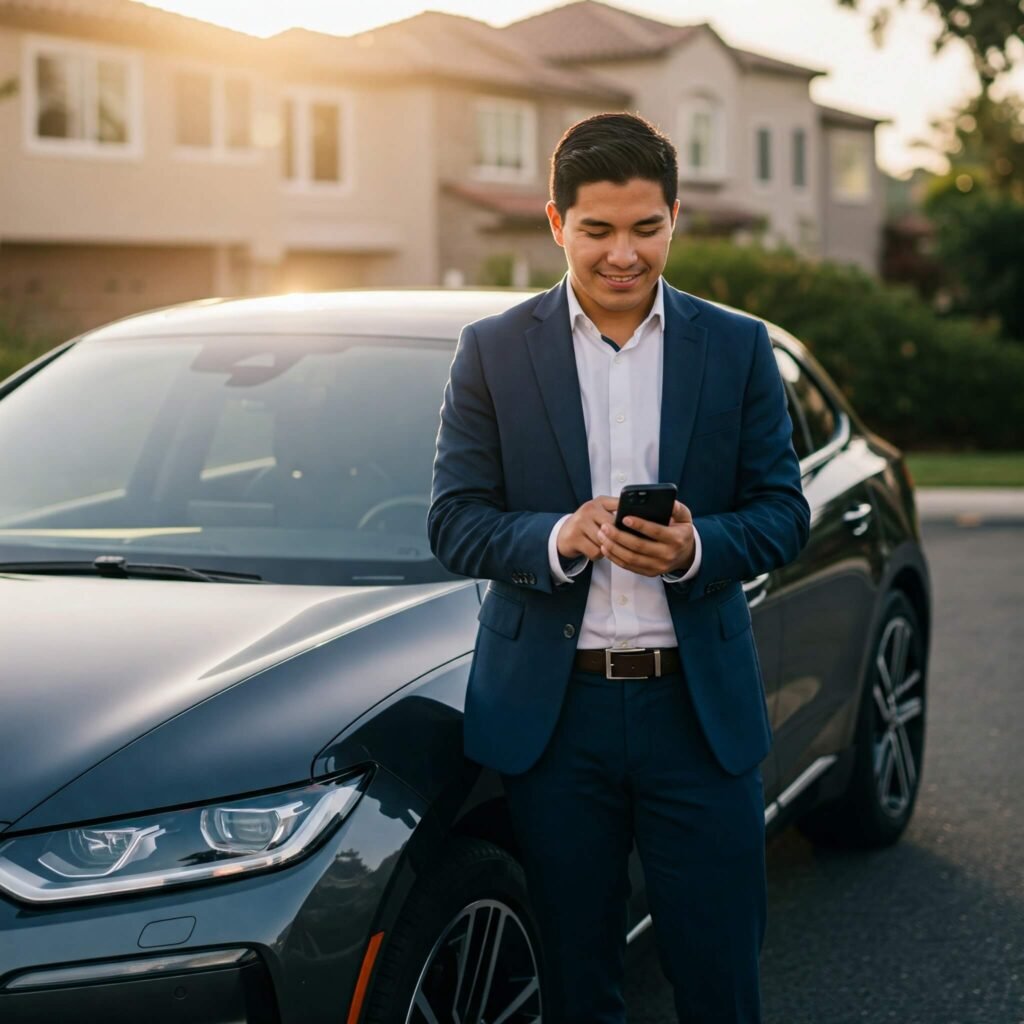 oung professional uses car subscription app