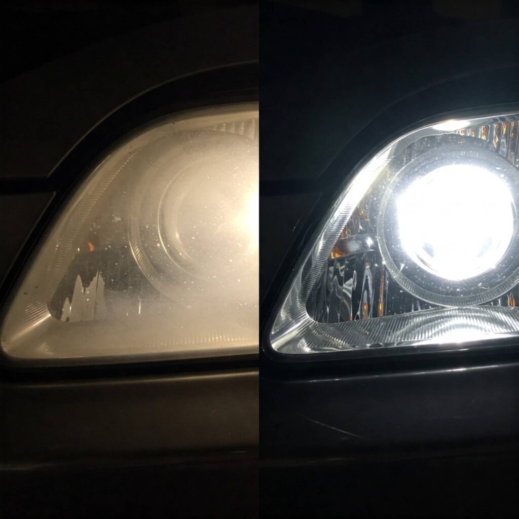 Cloudy vs. clear headlight