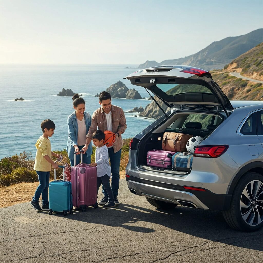 Family Loading EV Trunk Road Trip