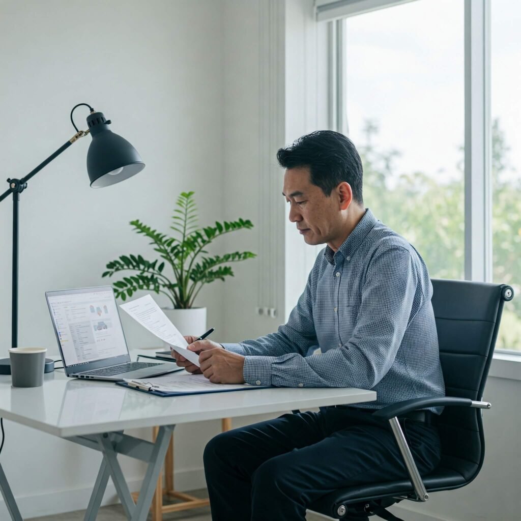 Car owner reviewing insurance quotes