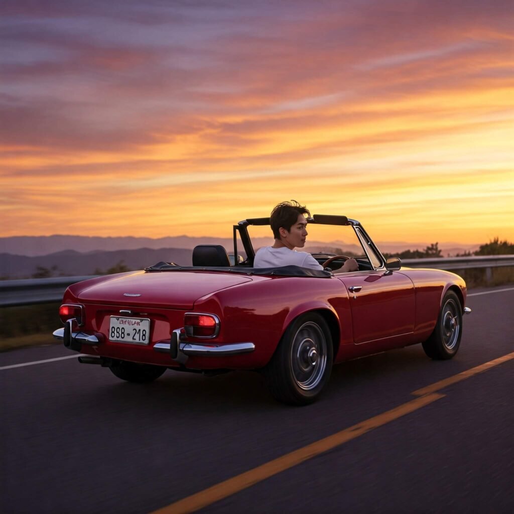 Driving at Sunset: Freedom
