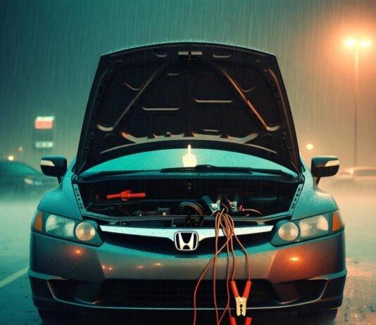 How to Tell If Your Car Battery Is Dying (And What to Do) Rain-soaked Honda Civic at 2 a.m., hood up, jumper cables limp, tiny middle-finger dash light glowing.