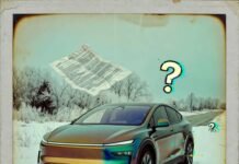 Top Long-Term Lease Deals in 2025 Vintage Polaroid of SUV stuck in snow, glitching GPS, crumpled contract, quirky question marks.