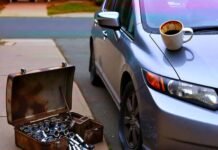 Car Maintenance Checklist: Monthly, Quarterly, Yearly Rusty toolbox spills sockets by flat-tired Honda Civic with precarious coffee mug.