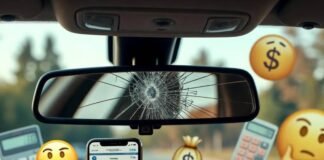 Are Car Insurance Quotes Accurate? What You Must Know Cracked mirror reflects insurance quote; burrito spills on competitor's; cool dog watches.