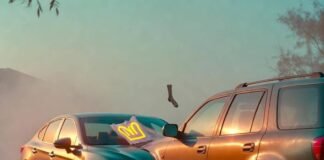 New Cars vs. Certified Pre-Owned: What’s Worth Your Money? Shiny sedan and dusty SUV at golden hour, "For Sale" sign, mismatched sock dangling.